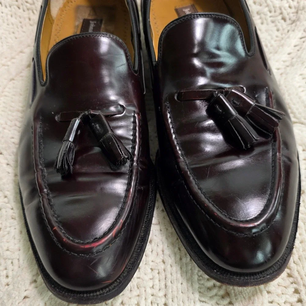 VTG‎ Johnston & Murphy Tassel Loafers Oxblood Leather Mens 10.5 D